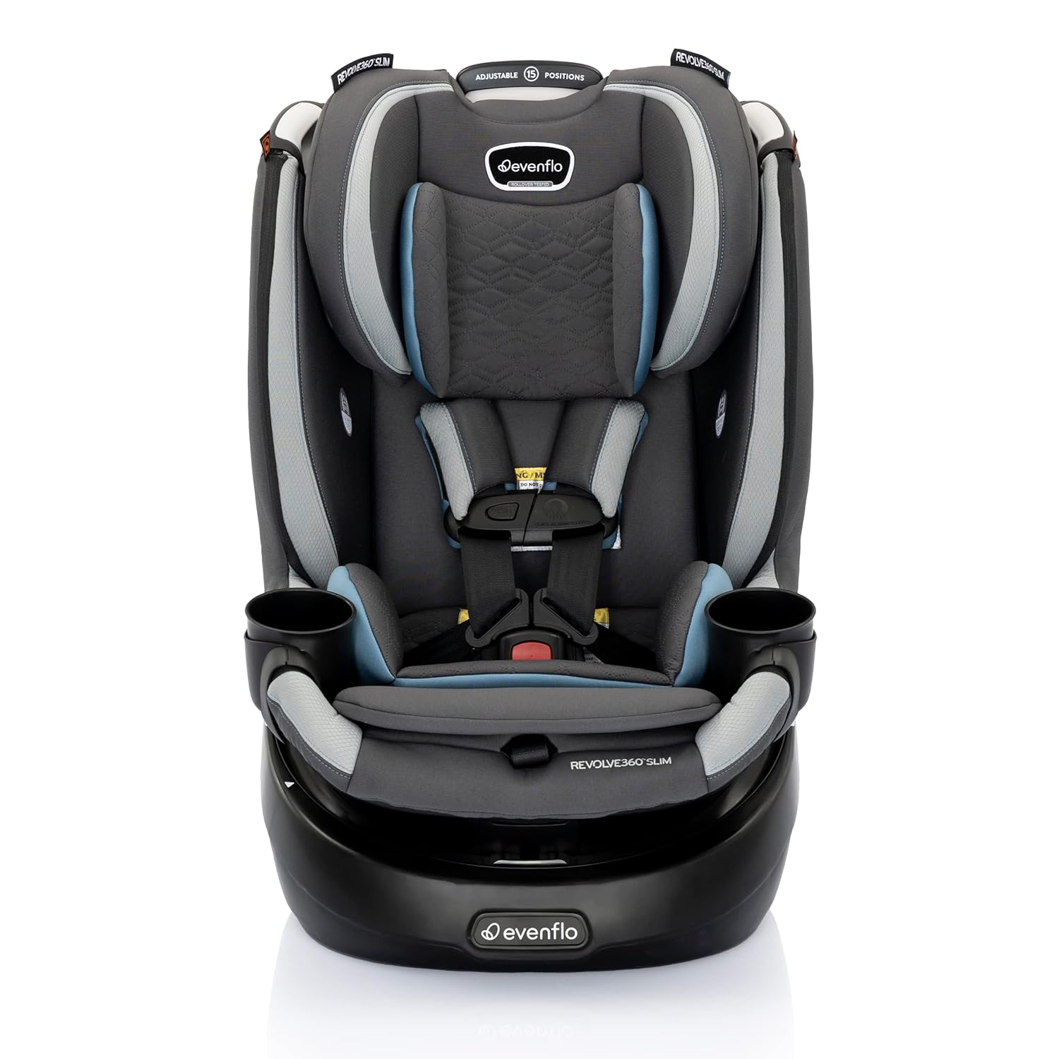Black and gray child car safety seat.