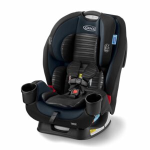 Black and blue child car seat.