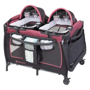 Double bassinet playard with storage organizer