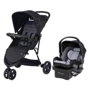Black stroller and infant car seat